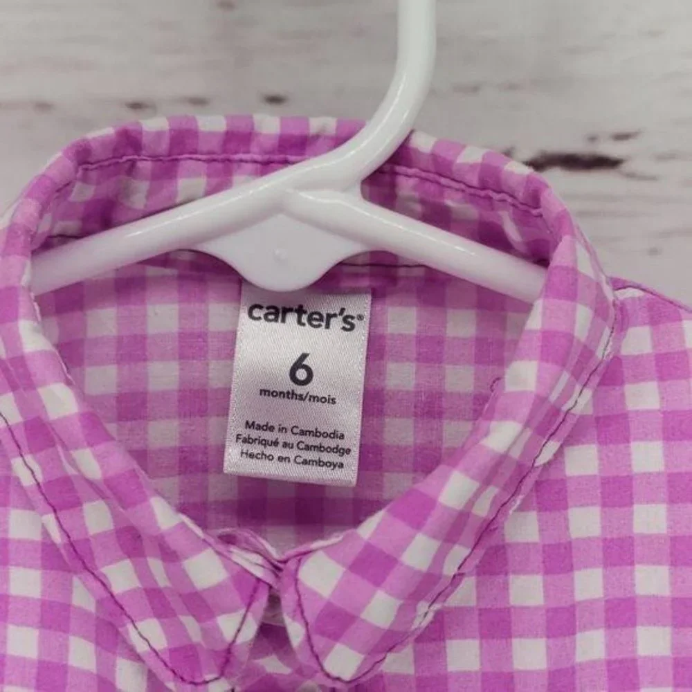 Carters Pink‎ Plaid Infant Button Down Dress